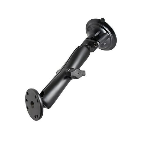 RAM Twist-Lock™ Suction Mount with Double Socket Arm and Round Base w/ AMPs hole (RAM-B-166-C-202U) - RAM Mount Hong Kong